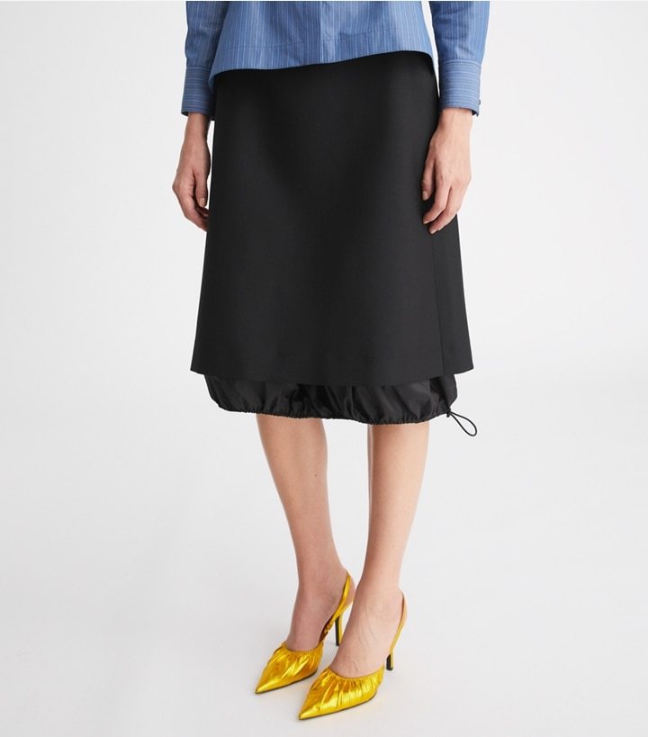 Tory Burch Layered Wool-mohair Skirt In Black
