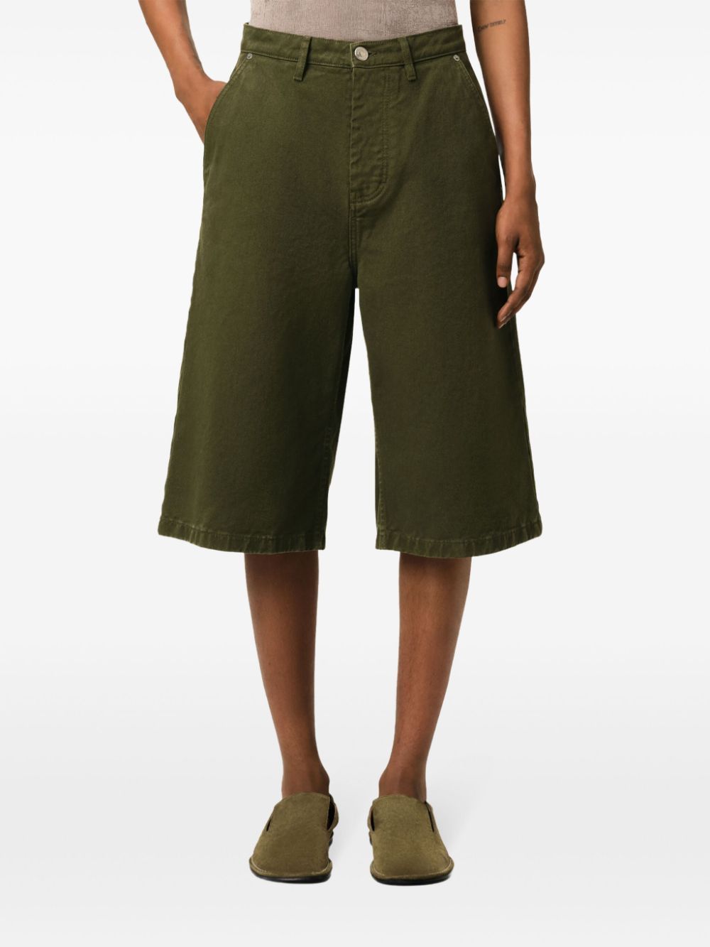 Shop Ami Alexandre Mattiussi Ami Paris Wide Fit Bermuda Shorts In Green