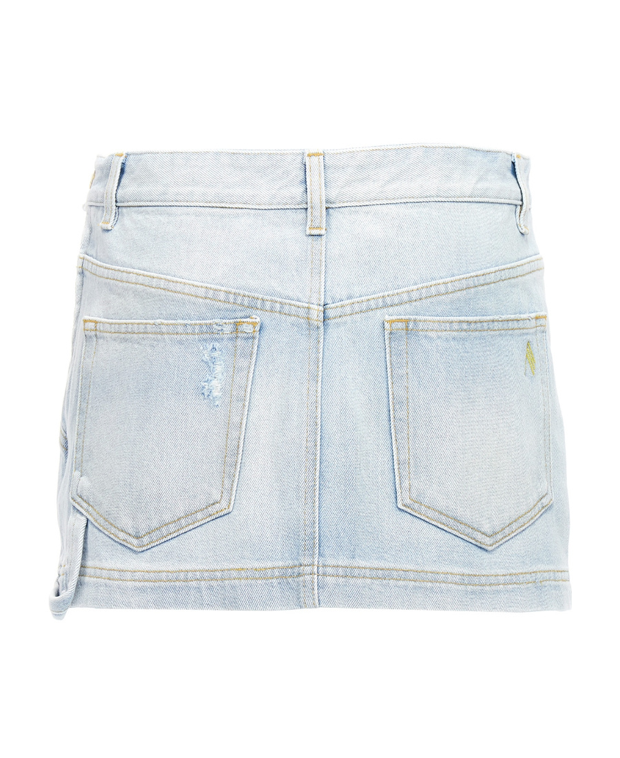 Attico Sky Blue Abra Mini Denim Skirt In White