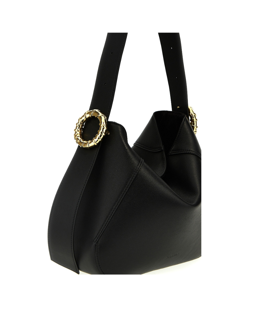Shop Lanvin Melodie Leather Shoulder Bag In Black