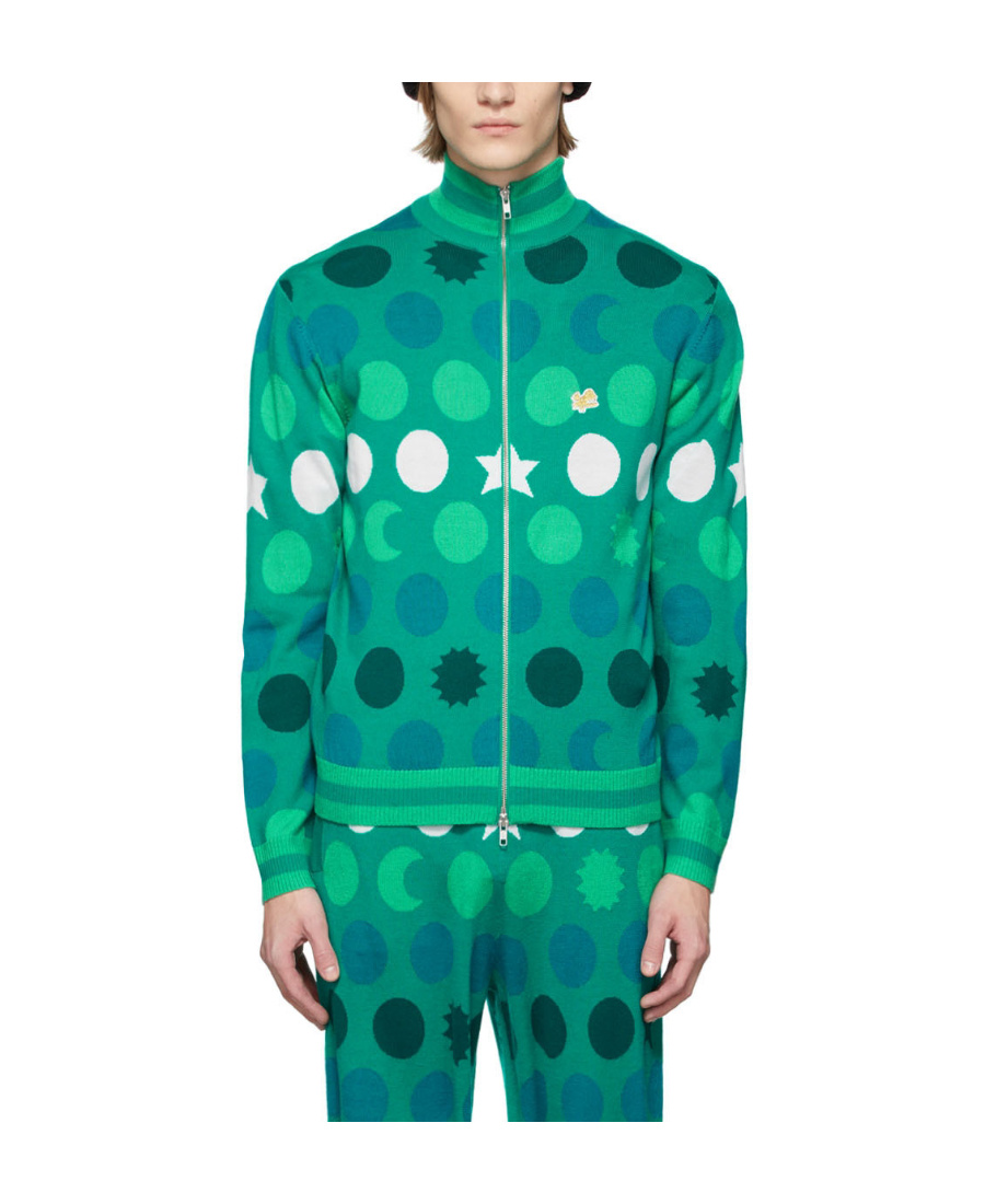 Charles Jeffrrey Loverboy Runes Printed Zip-up Cardigan In Green