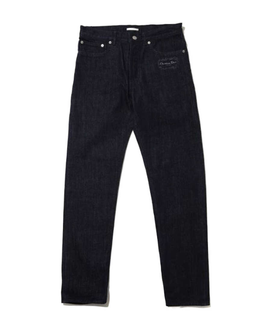 Dior Button Denim Trousers In Black