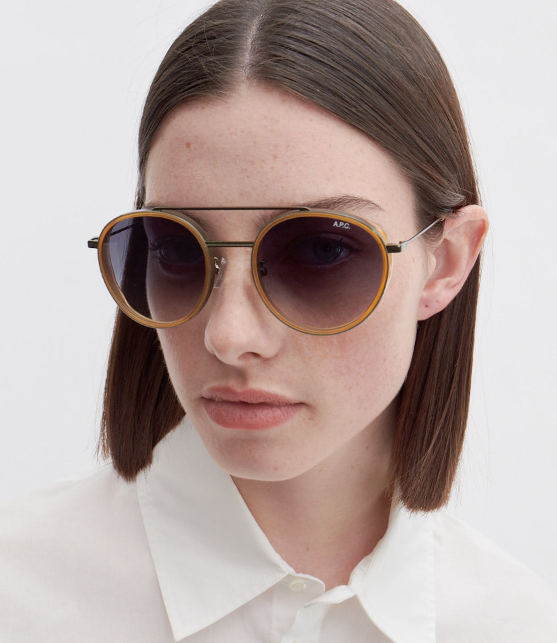 Apc Nico Sunglasses One Size Milky Yellow In Blue