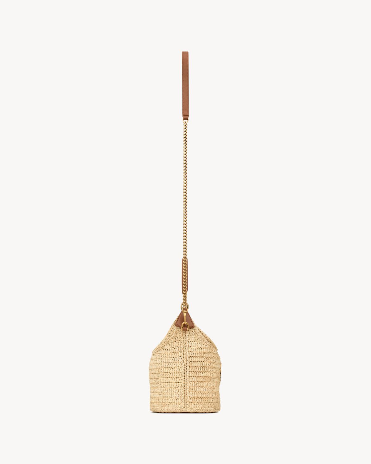 Saint Laurent Gaby Bucket Bag In Raffia In Brown