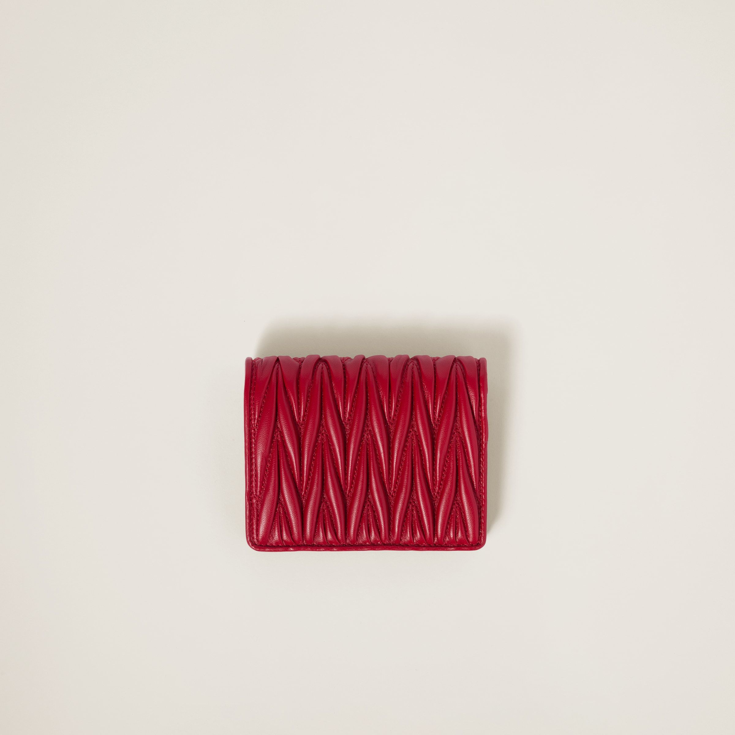 Miu Miu Small Matelassé Nappa Leather Wallet In Red