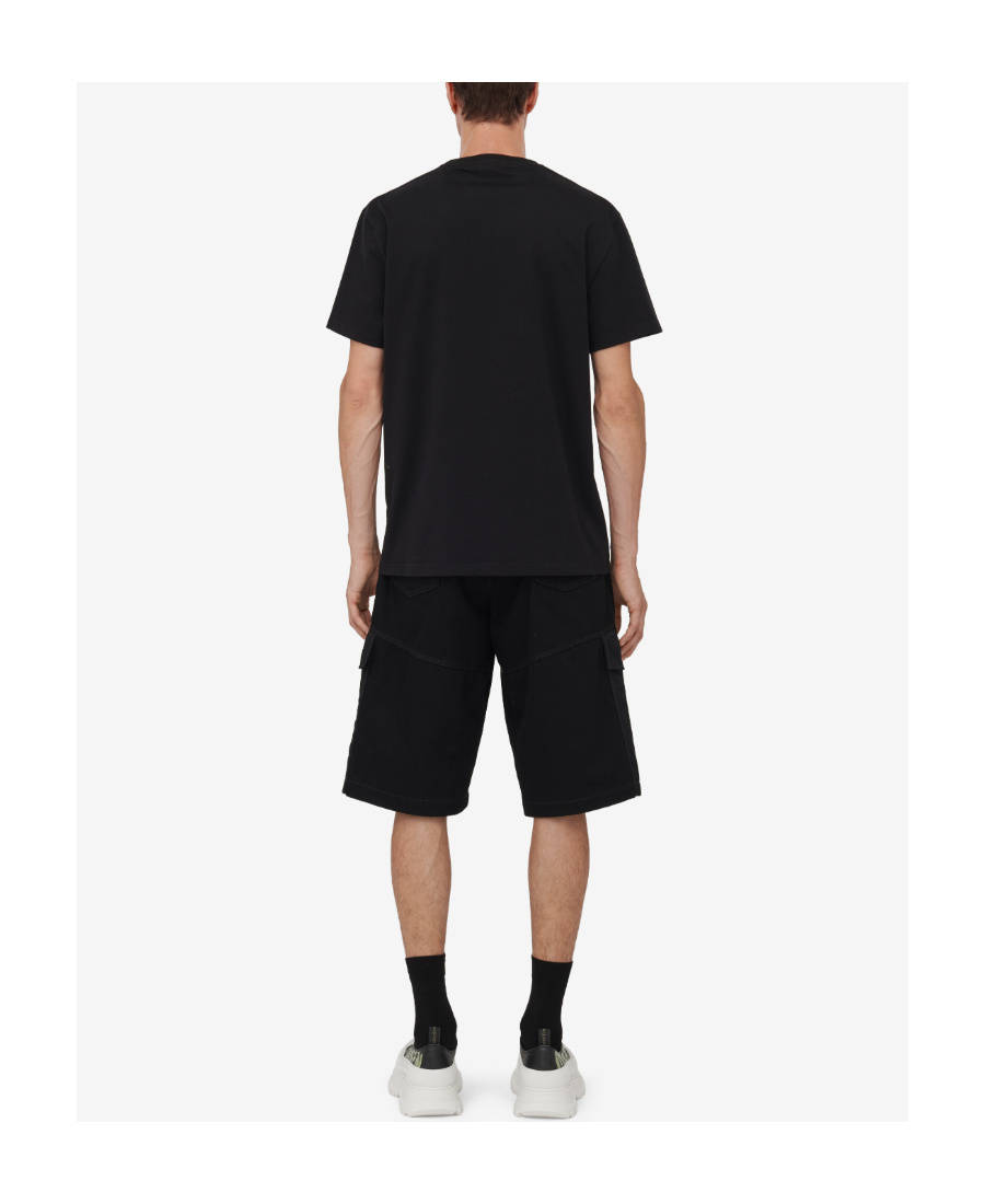 Alexander Mcqueen Organic Cotton Bermuda Shorts With Nylon Inserts In Black