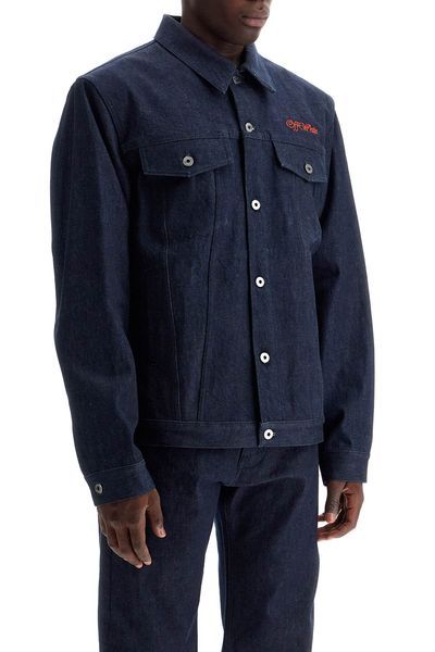 Off-white Men's Denim Shirt Jacket With Button Closure In Black