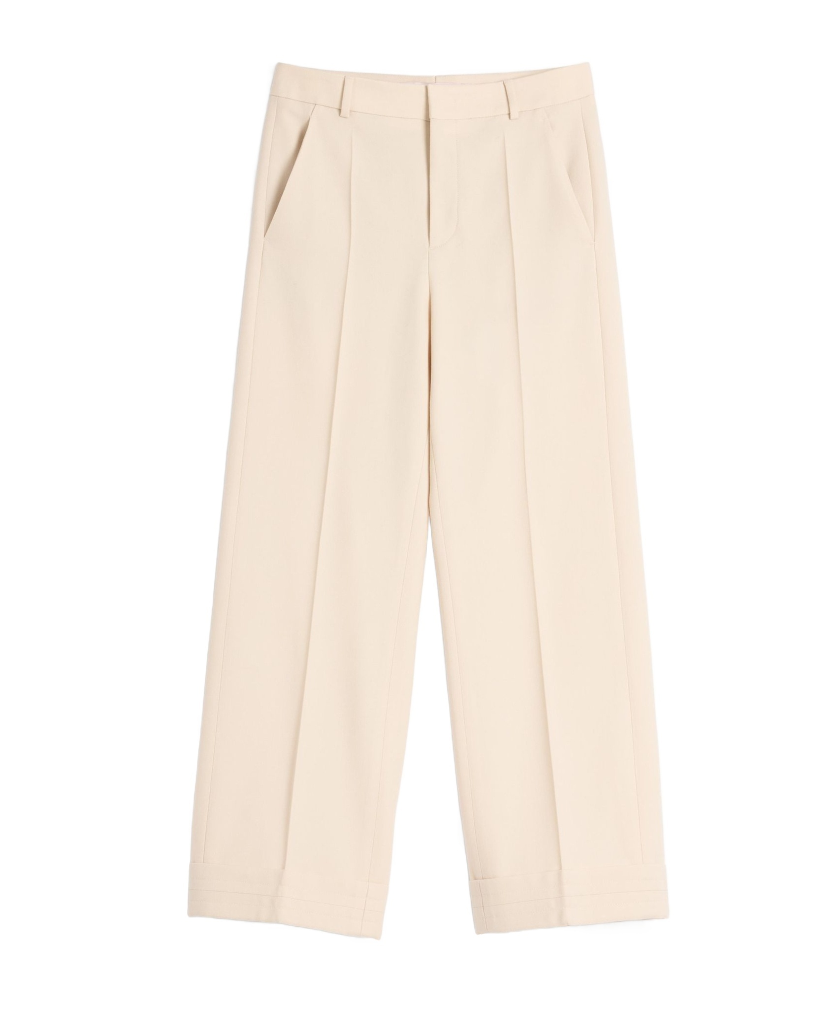 Valentino Wool Gabardine Trousers With Turn-ups In Nude