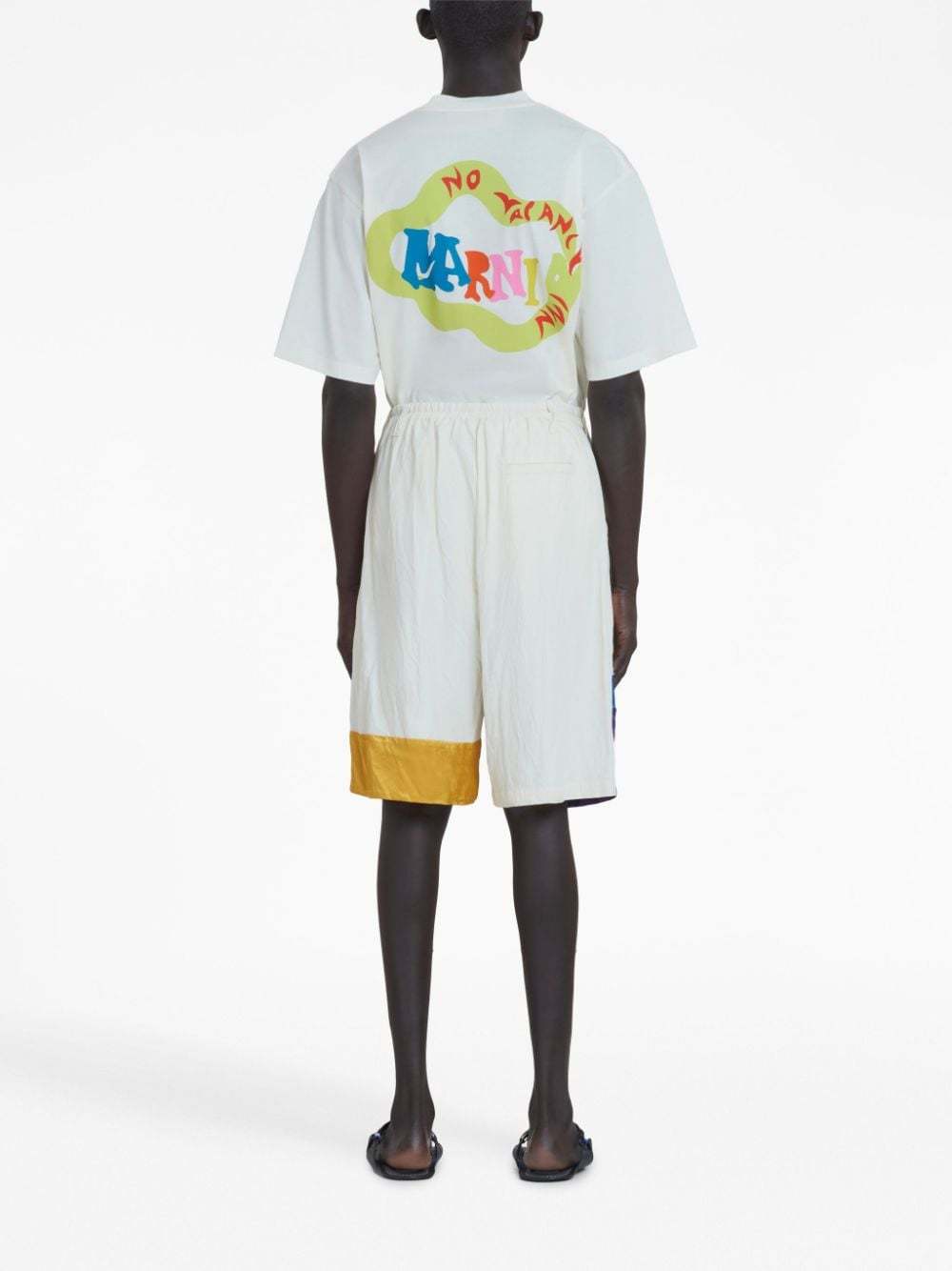 Marni Graphic-print Drop-crotch Shorts In White