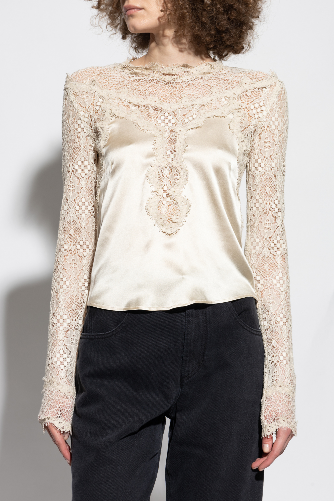 Isabel Marant Diem Lace Top In White