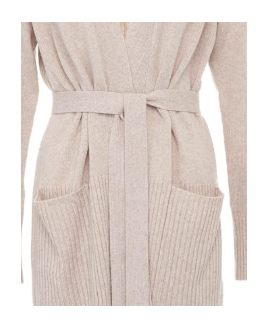 Max Mara Tie A Cardigan With Details In Nude
