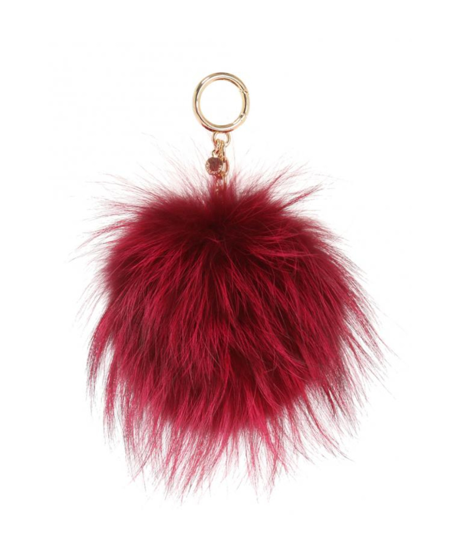 Michael Kors Fluffy Ball Key Chain In Red