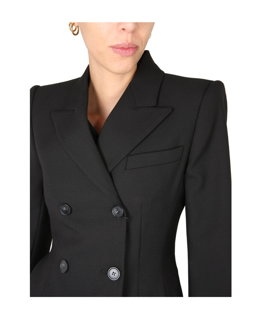 Sportmax Black Slim Double-breasted Jacket Wth Rhinestone Detail In Stretch Polyamide Woman In Black