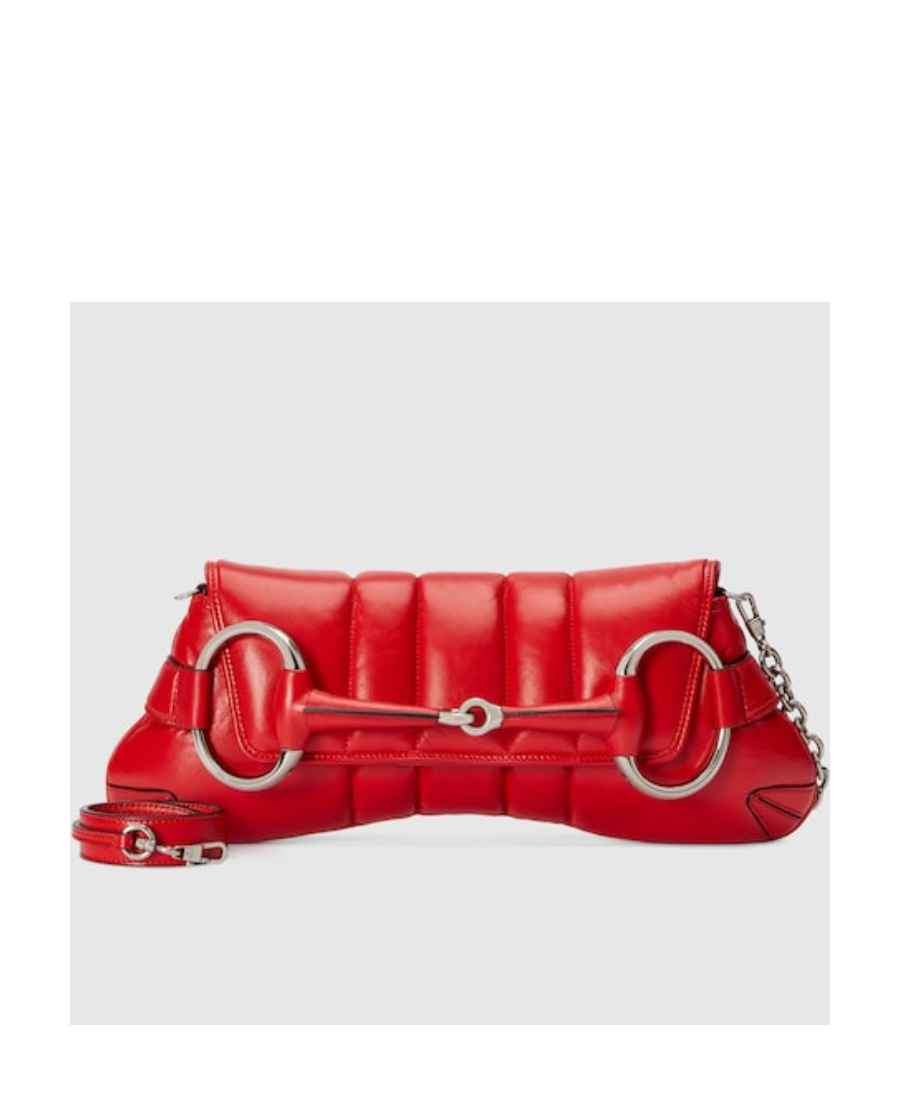 Gucci Medium Horsebit Chain Quilted Bag In Red