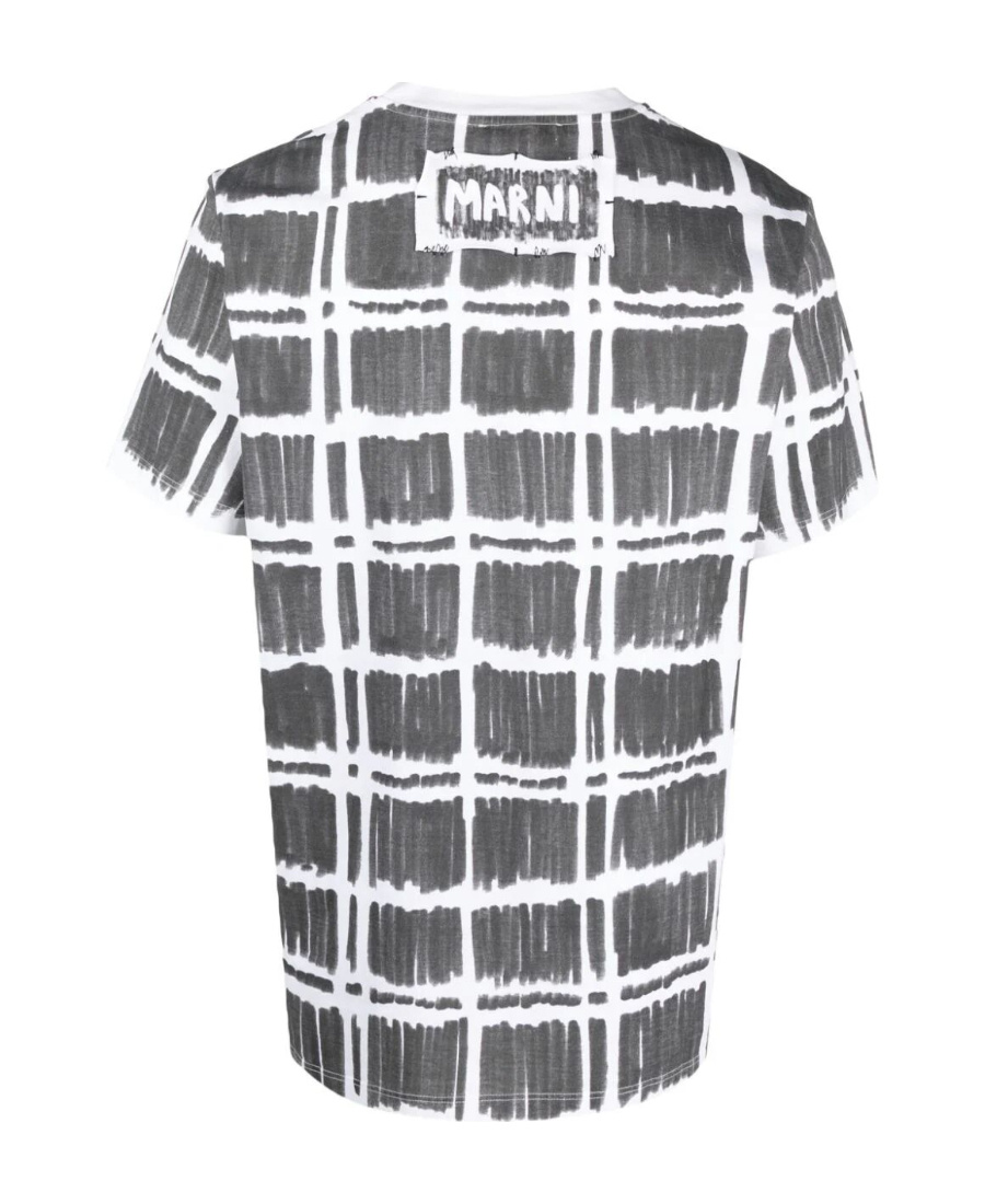 Marni Checked-print Cotton T-shirt In Black