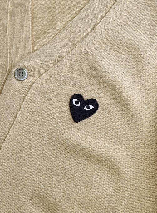 Comme Des Garçons Play Woolen Cardigan In Nude