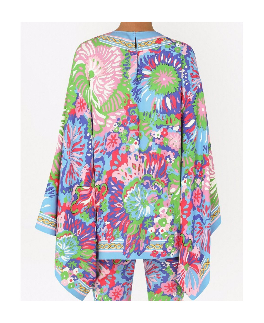 Dolce & Gabbana Floral-print Silk Top In Multicolor