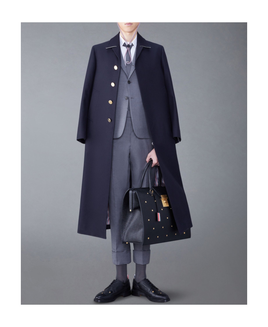 Thom Browne Single-breasted Button-fastening Coat In Black