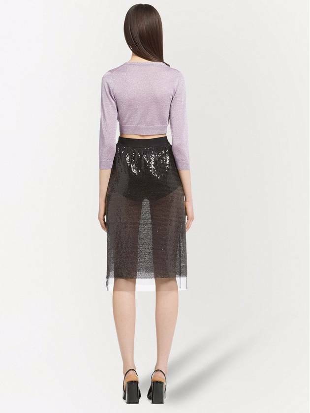 Prada Logo Inlaid Short Cardigan In Purple