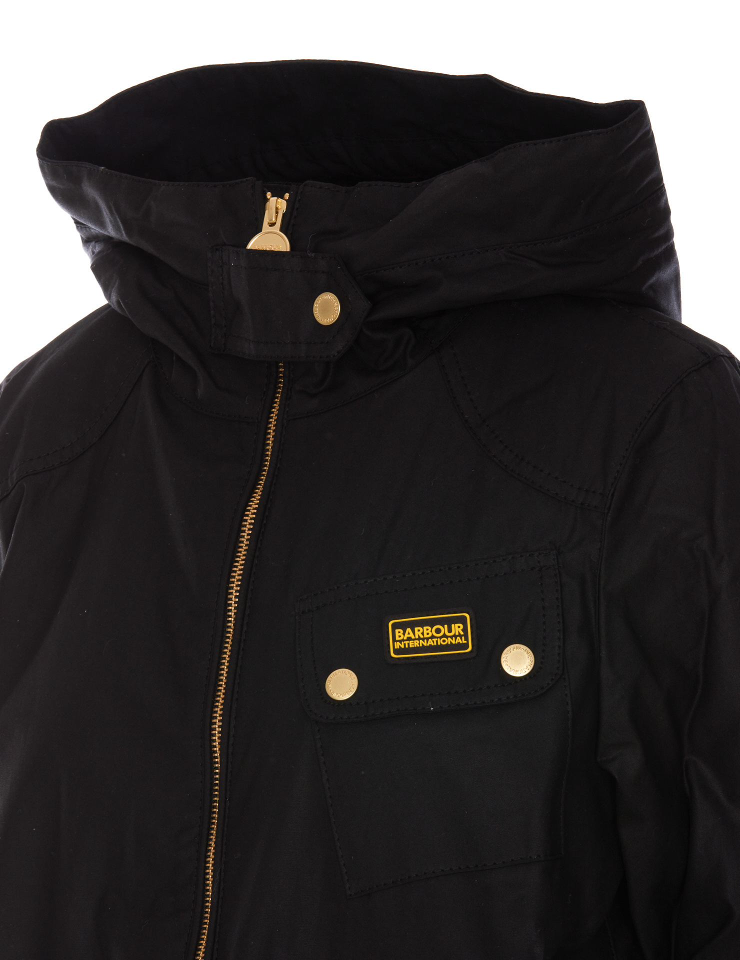 Barbour Monaco Zip-up Hooded Wax Coat In Black