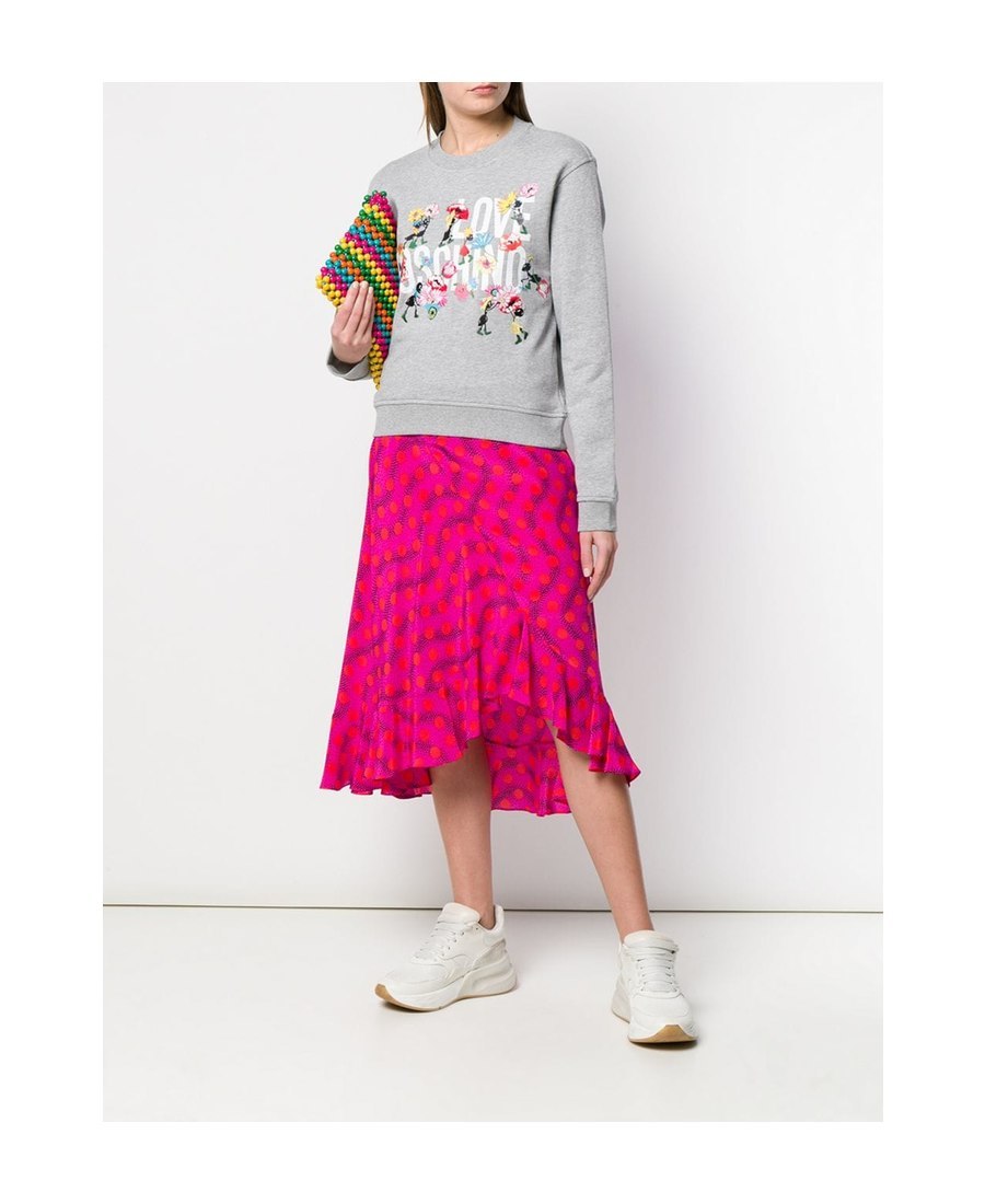 Moschino Logo Floral Sweater In White