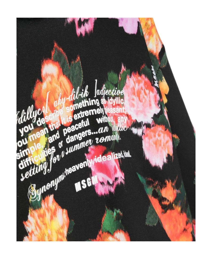 MSGM FLORAL PRINTED HOODED SWEATER