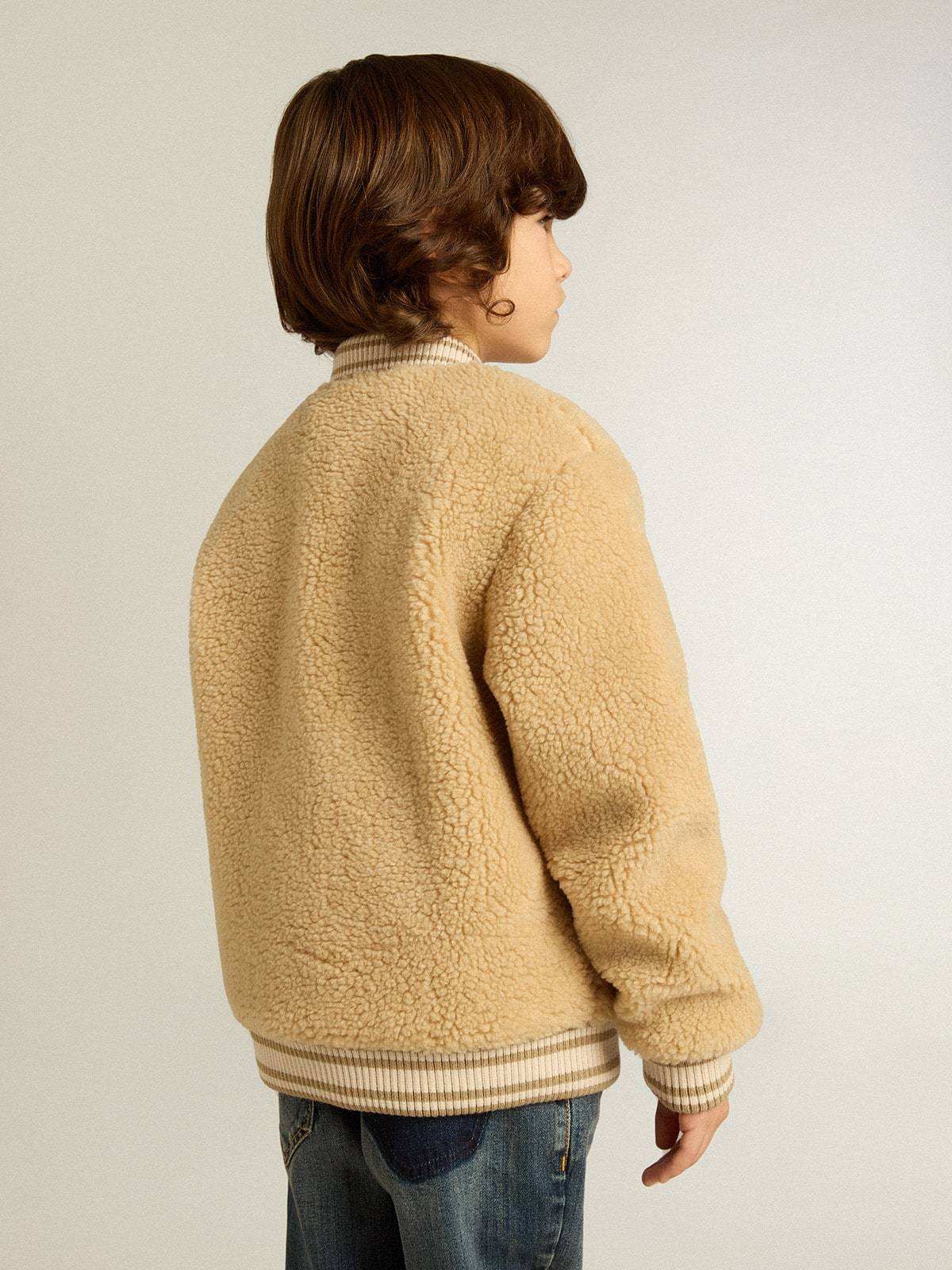Golden Goose Logo Patch Bomber Jacket In Nude
