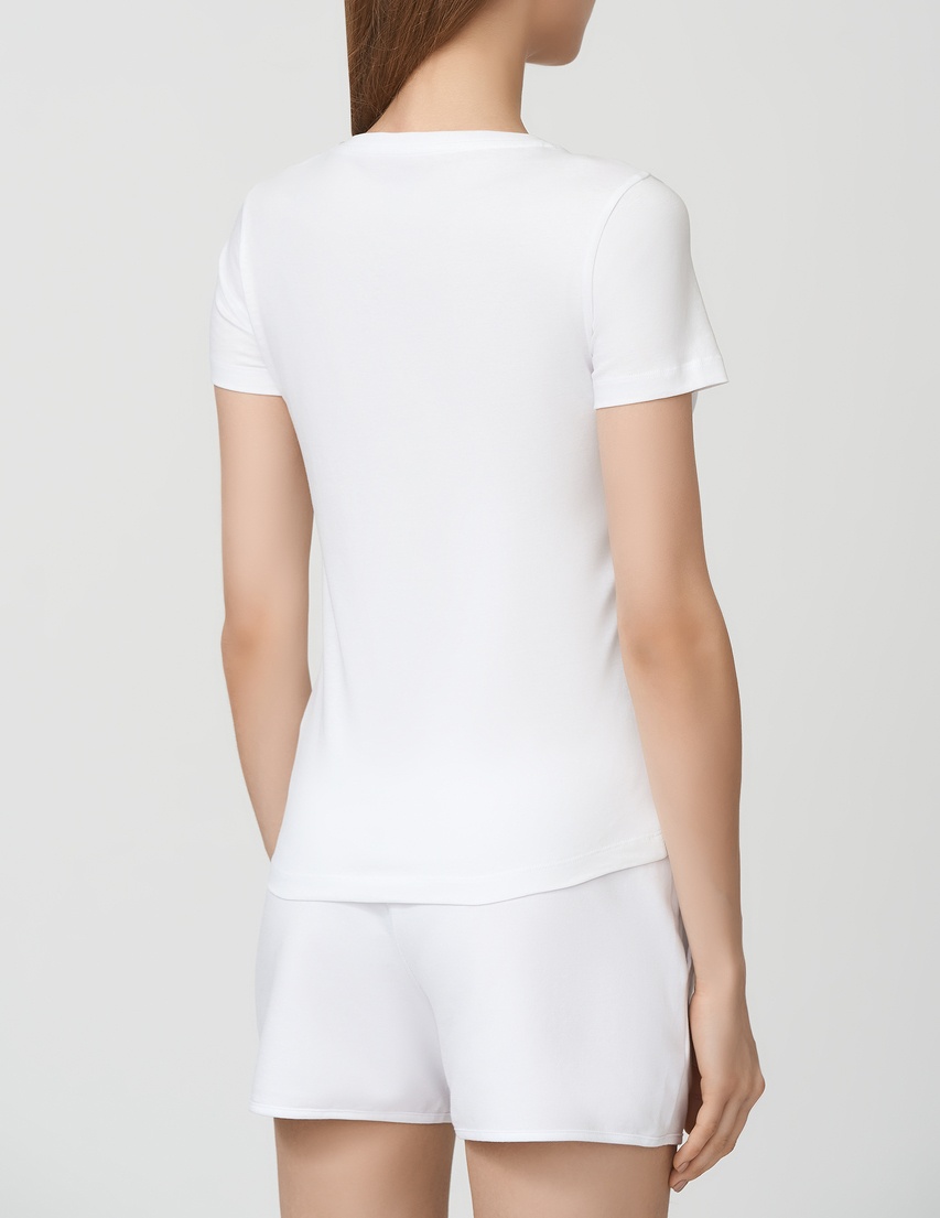 Ea7 T-shirt With Round Neck And Short Sleeves In White