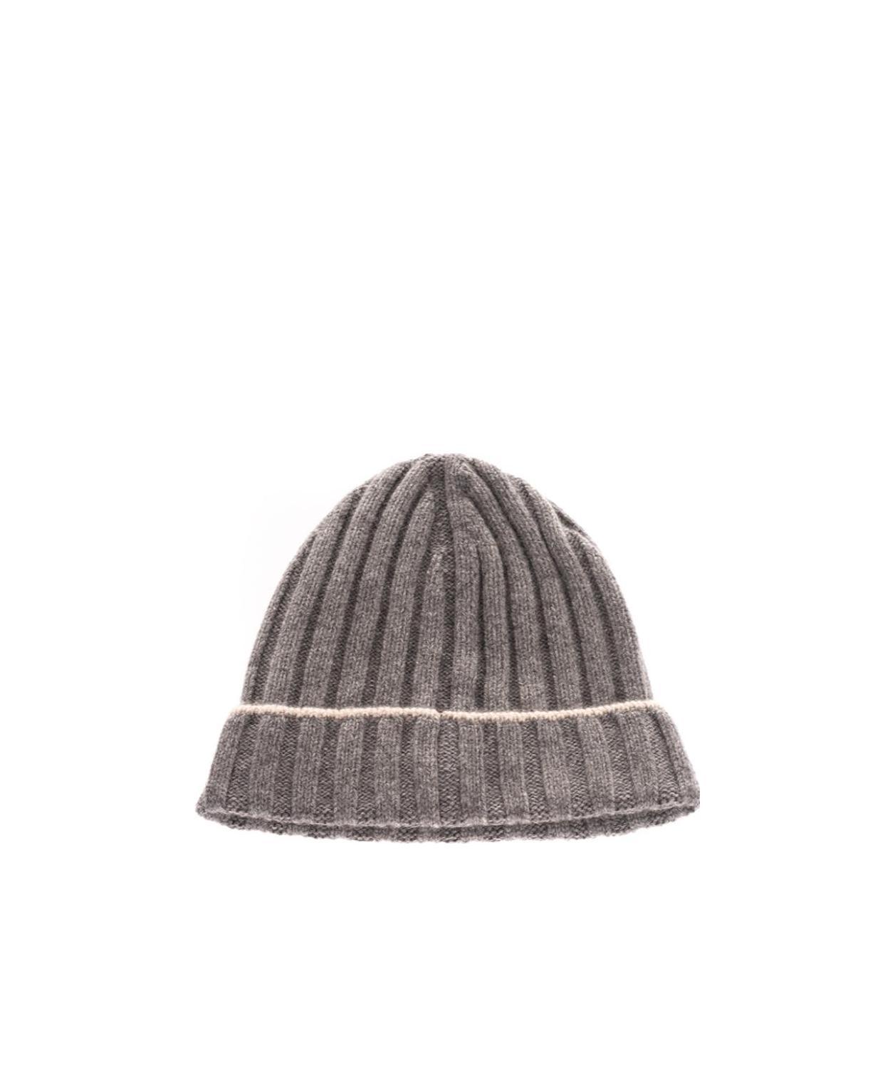 Brunello Cucinelli Cashmere Two-tone Beanie In Gray