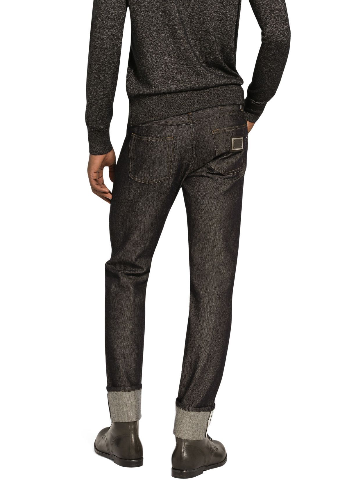 Dolce & Gabbana Regular-fit Blue Denim Jeans In Black