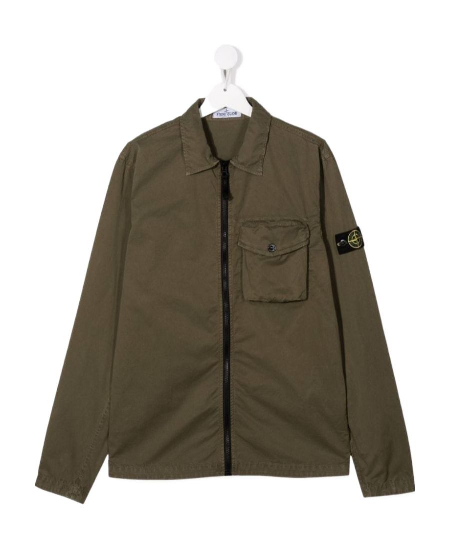 Stone Island Logo-patch Sleeve Jacket In Brown