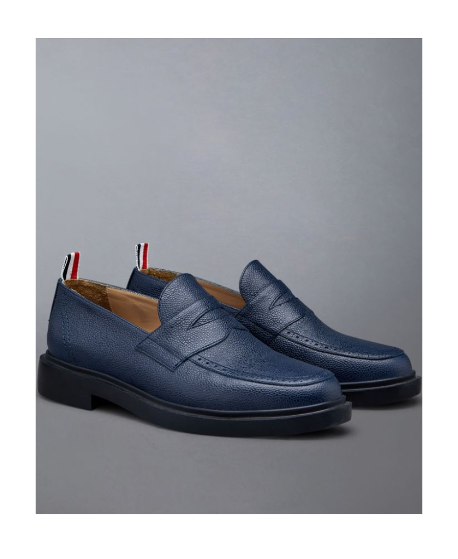 Thom Browne Classic Penny Leather Loafers In Blue