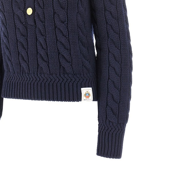Bally L Cable Knit Sweater In Blue