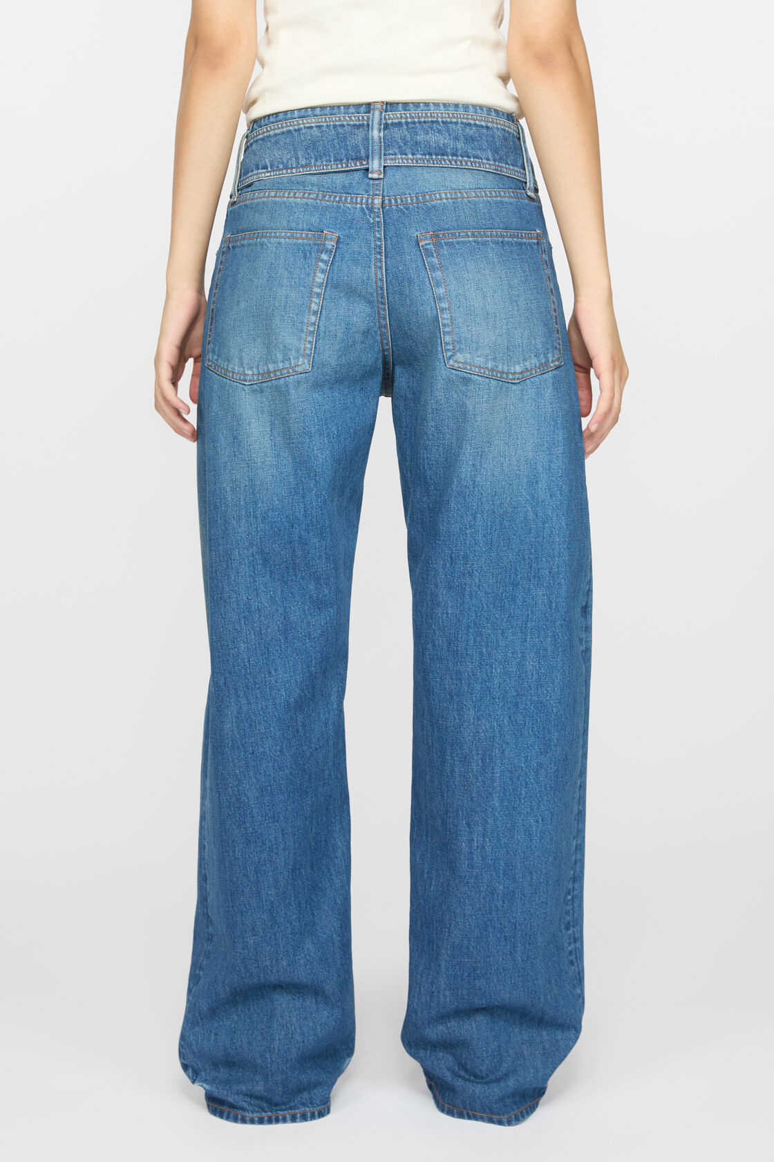 Acne Studios Belted Denim Trousers In Blue