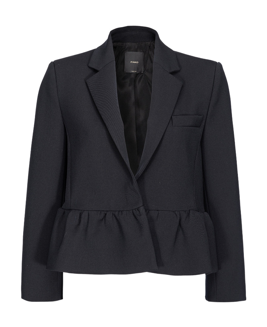 Pinko Cropped  Ruffle Blazer In Black