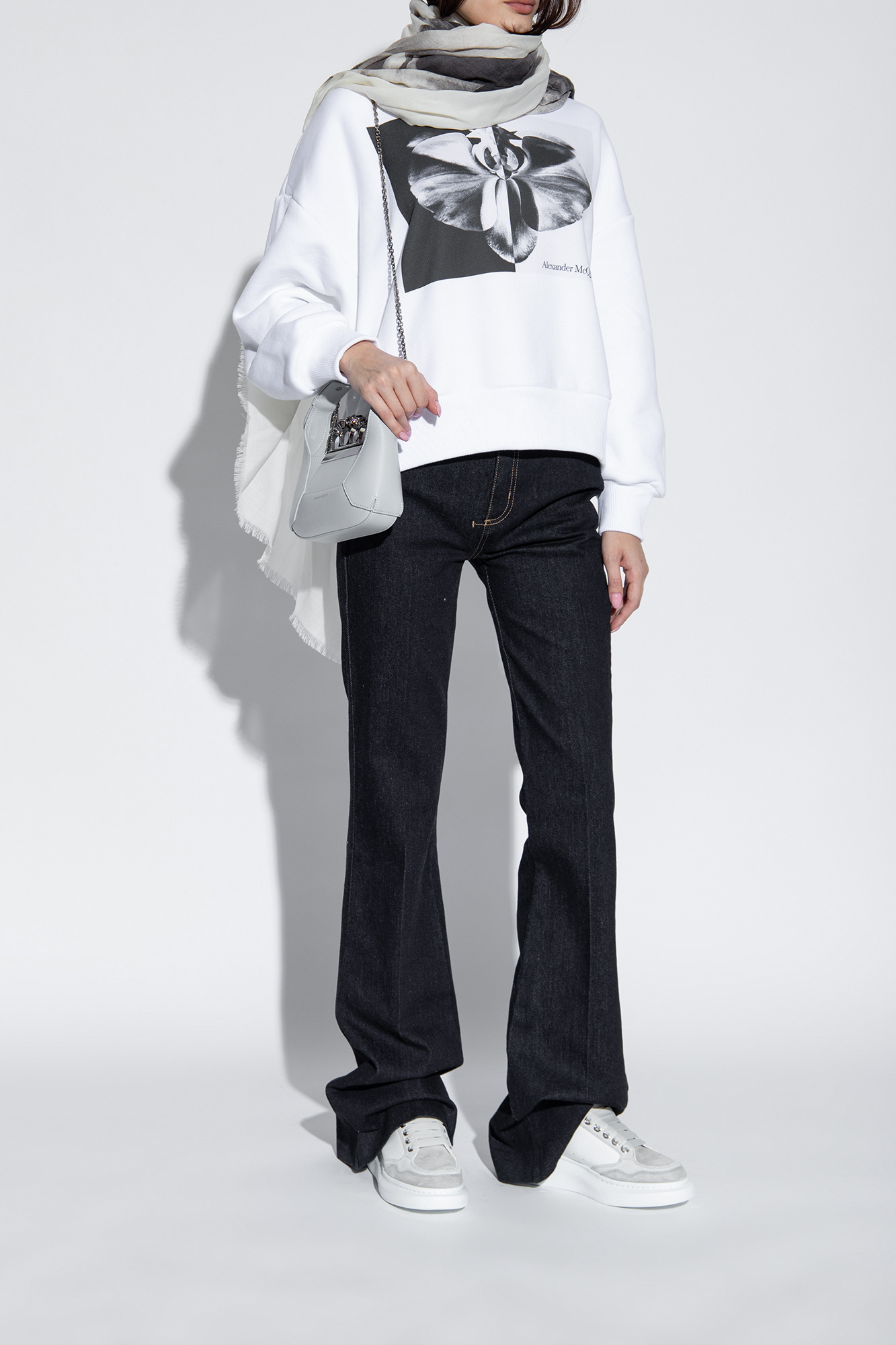 Alexander Mcqueen Larry Panelled Leather Sneakers In White
