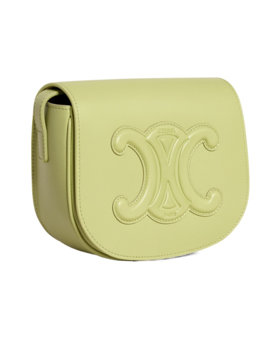 Celine Folco Smooth Cowhide Leather Shoulder Bag In Green