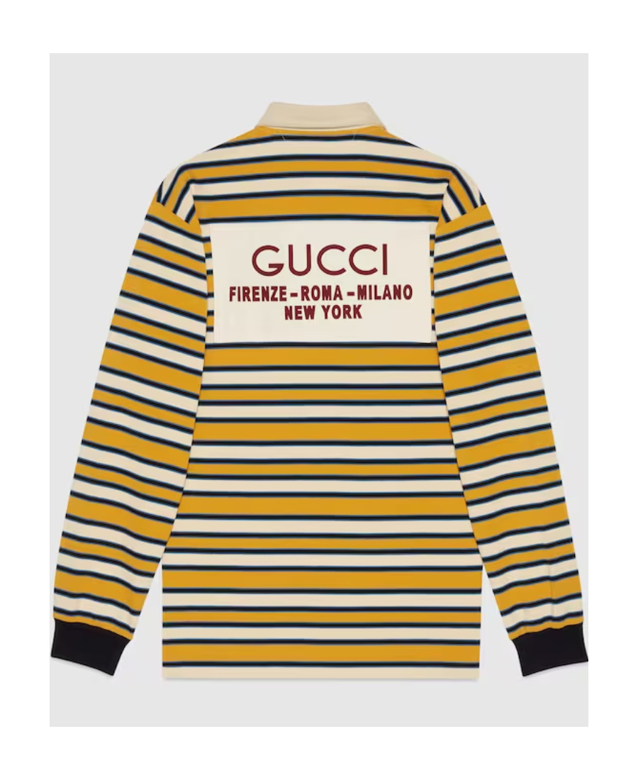 Gucci Cotton Polo Shirt With Striped Motif In Multi
