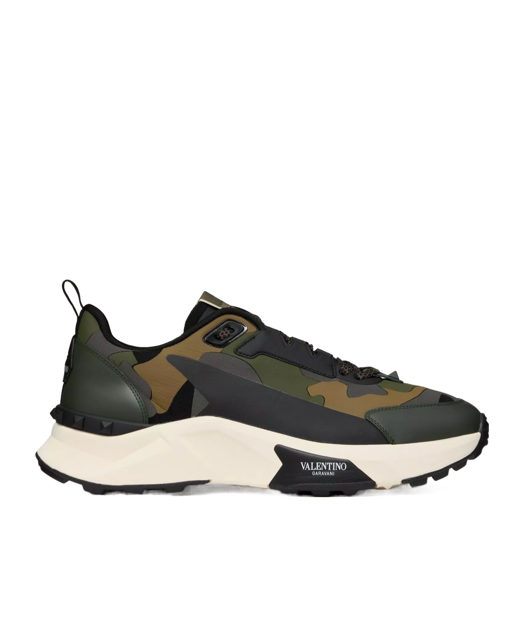 Shop Valentino Low Top True Act Camouflage Trainer In Rubberised Fabric In Black