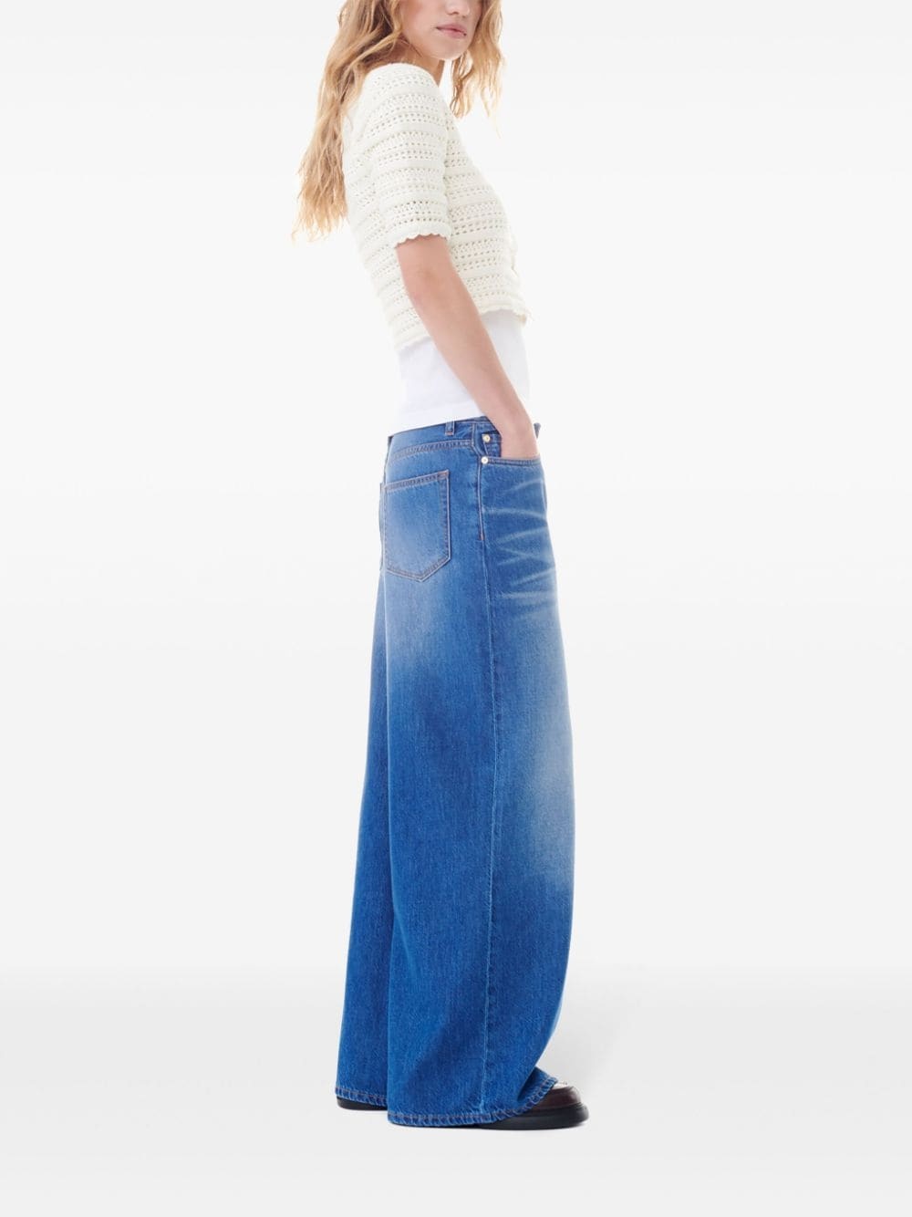 Ganni Mid-rise Wide-leg Jeans In Blue