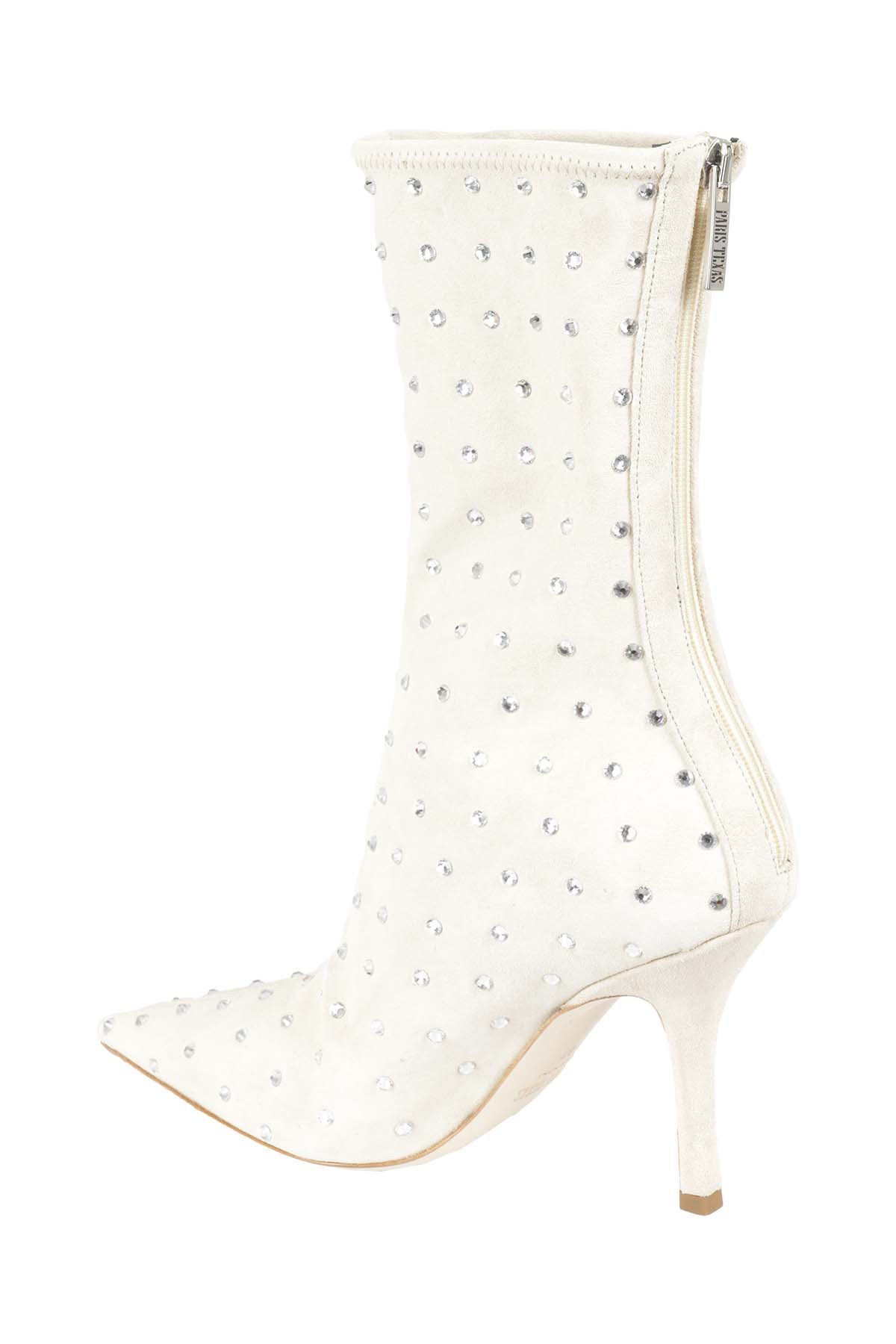 Paris Texas Rhinestone-embellished Suede Boots In White