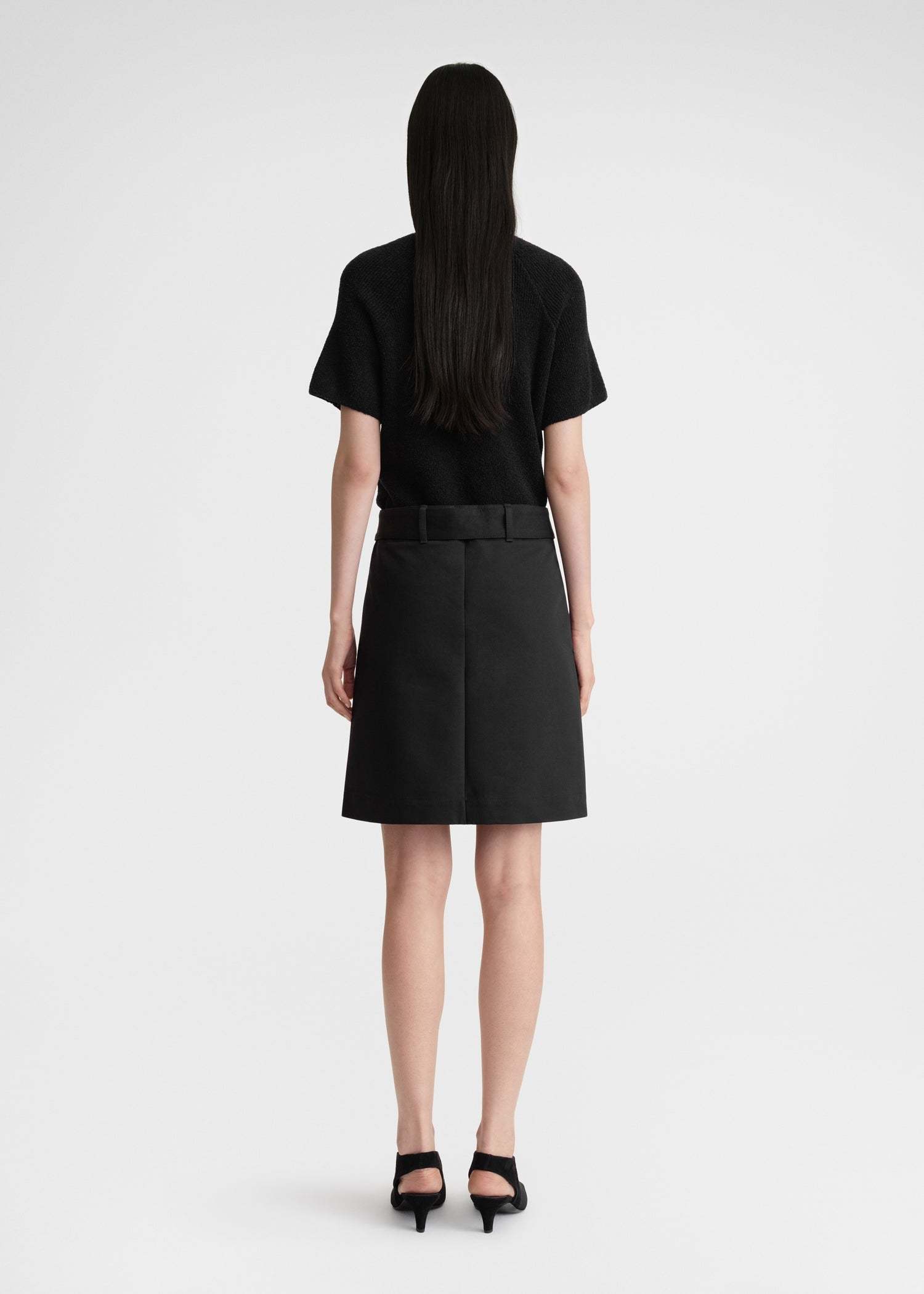 Totême Toteme Trench Belted Organic Cotton Skirt In Black