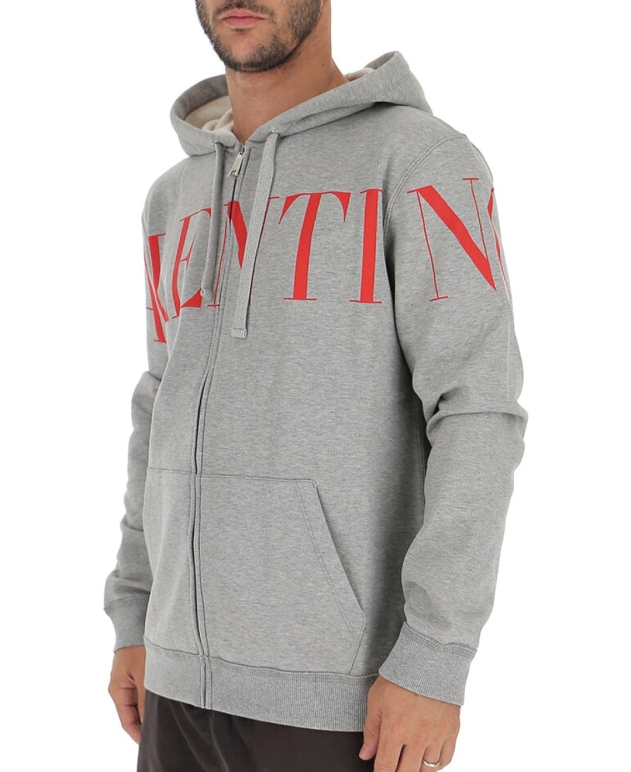 Valentino Zipper And Hat Casual Jacket In Gray