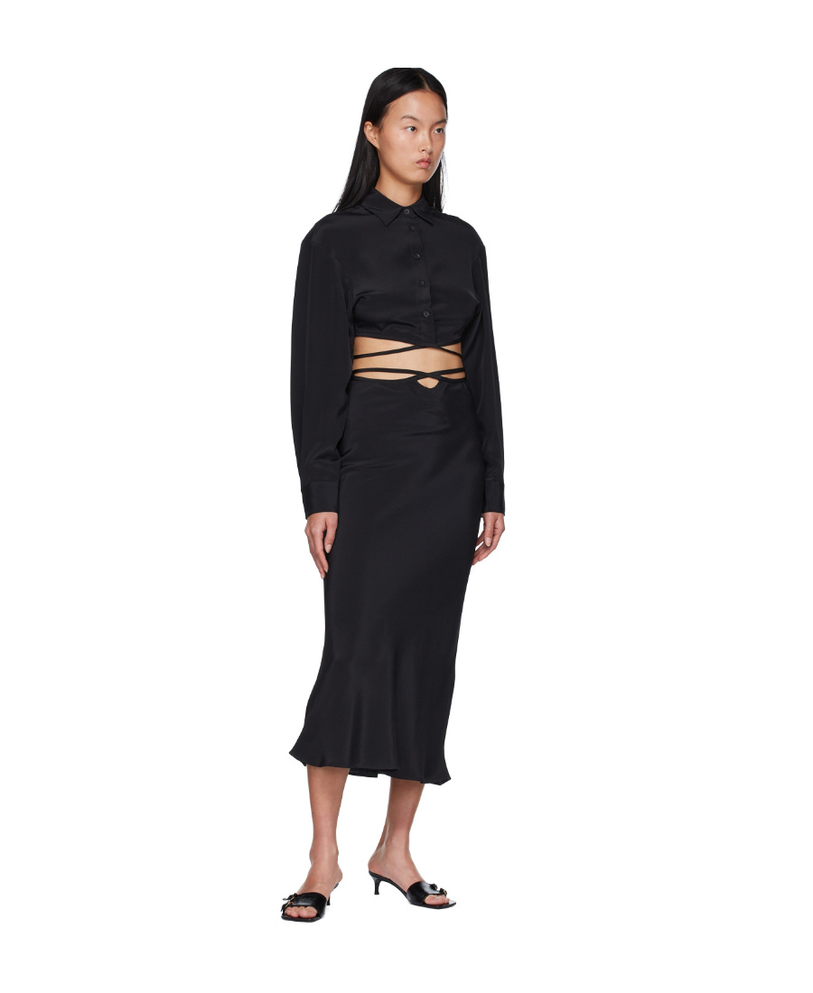 Christopher Esber Cropped Tie-fastening Shirt In Black