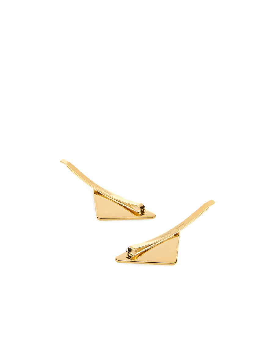 Prada Metal Hair Clip Set With Logoed Triangle In Black