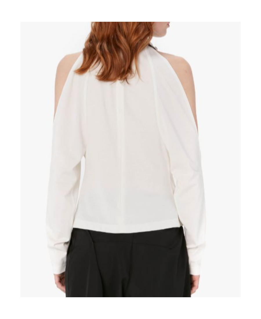 Jw Anderson Chain-embellished Cold-shoulder Top In White