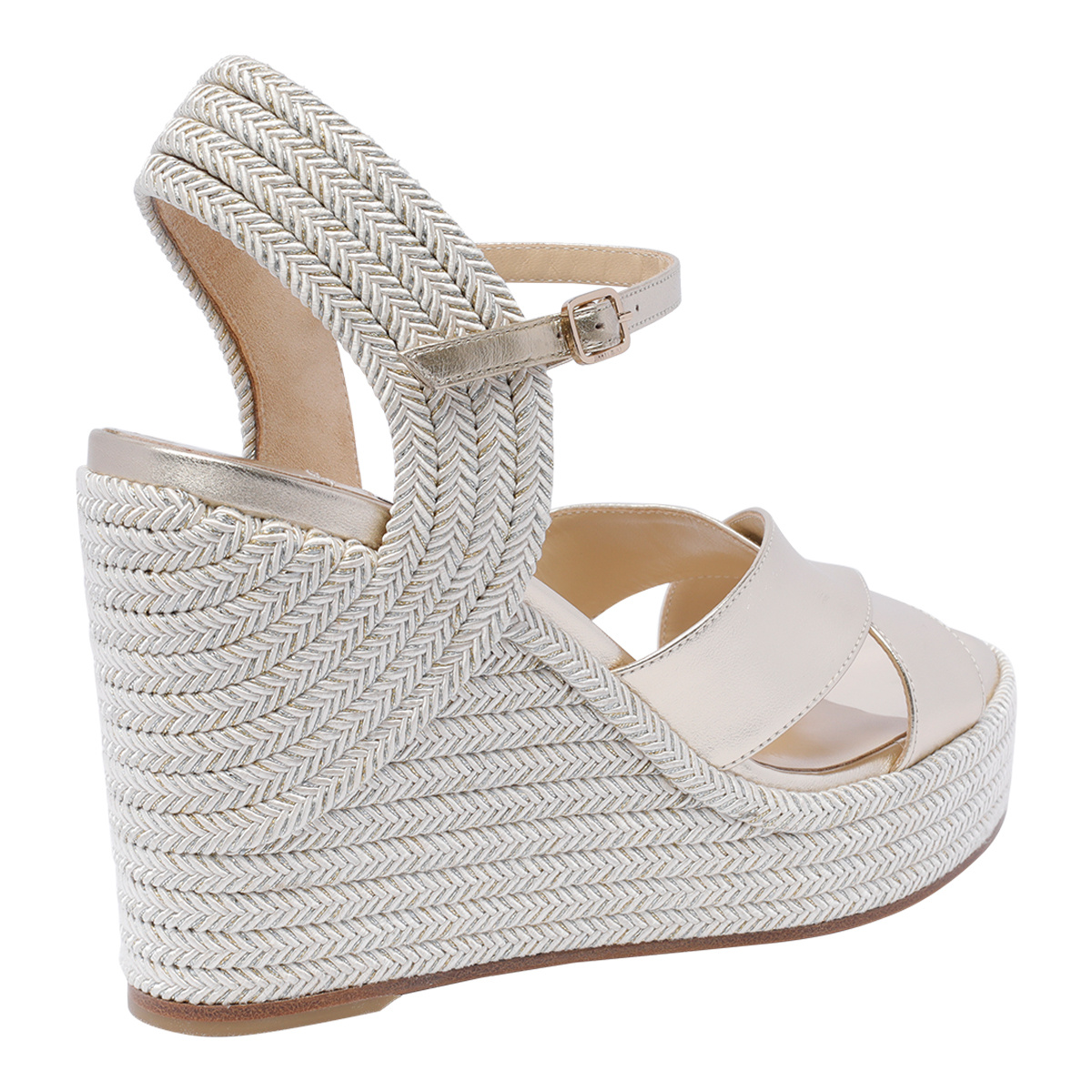 Jimmy Choo Leather Strappy Wedge Sandals In White