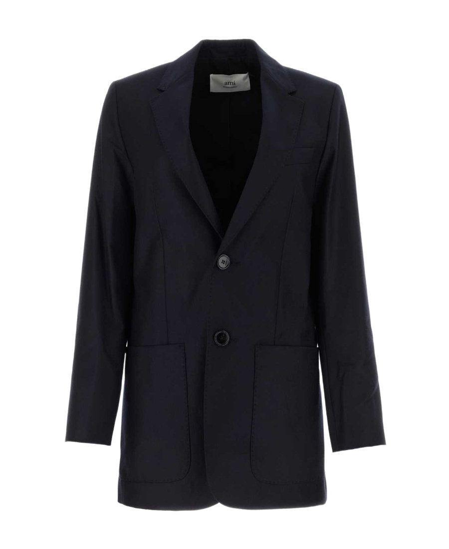 Ami Alexandre Mattiussi Wool Blazer With Back Slit And Front Pockets In Black