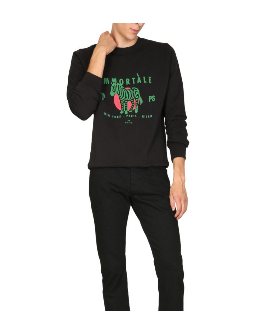 Ps By Paul Smith 'immortale Zebra' Organic Cotton Sweatshirt In Black