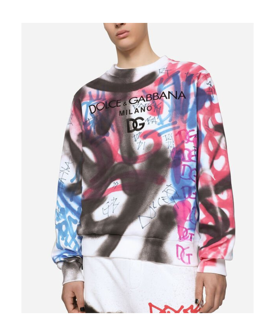 Dolce & Gabbana Graffiti-print Cotton Sweatshirt In Multicolor
